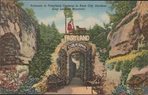 Chattanooga TN Entrance Rock City Ruby Falls Castle of the Gnomes Linen Postcard - Picture 1 of 2