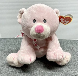 Ty Pluffies Amore Plush Pink Bear Lovey Stitched Sewn Eyes Stuffed Animal 2012 - Picture 1 of 5