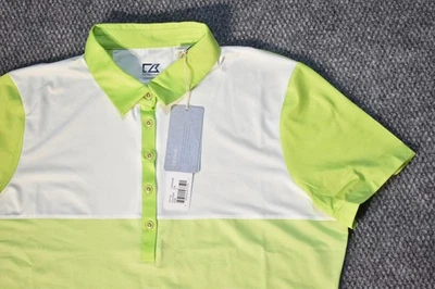 Cutter & Buck женщин женщины гольф сладости SS рубашка-поло неоновый зеленый Bailey блок XL - Изображение 1 из 4