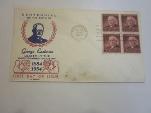 US COVER 1954 GEORGE EASTMAN FDC SCOTTS #1062 C.GEORGE BI COLOR CACHET - Picture 1 of 3