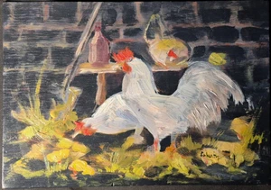 Evelyn Marie Allen Faherty (1919 - 2015) Ölgemälde auf Holzkiste - Bild 1 von 4