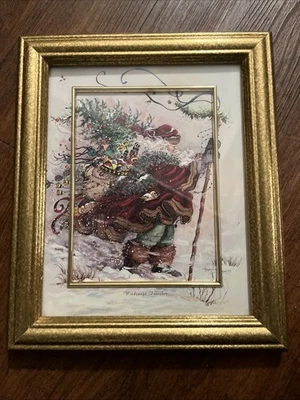 Peggy Abrams Signed Santa Print "Windswept Traveler" Matted & Framed w/Glass - Image 1 of 4