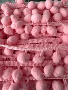 Pink Pom Pom Trimming 3 Metre Piece 10mm Wide - Picture 1 of 2