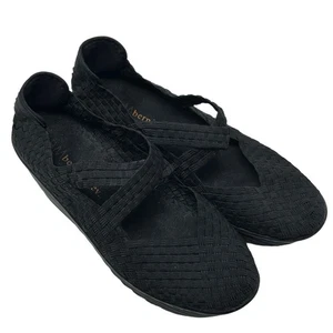 Bernie Mev Meg Black Cross Strap Woven Wedge Mary Jane Shoes Women Sz 40 - Picture 1 of 8