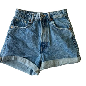 Zara Jean Shorts Womens Size 2 High Waisted Blue Cuffed Casual Summer Denim - Picture 1 of 10