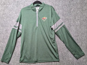NHL Hockey Minnesota Wild Men's 1/4 Zip Pullover Size Medium Long Sleeve Green - Picture 1 of 7