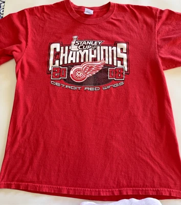 Camiseta De Colección 2008 Stanley Cup Detroit Red Wings NHL Para Hombre L Roja Gráfica Yzerman Foto 1 de 4