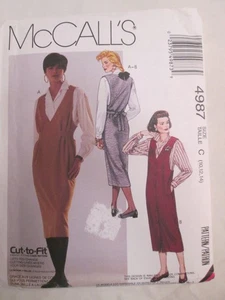 McCalls 4987 Misses Jumpers Blouse Pattern Sz 10 12 14 Cut to Fit Vtg UC FF - Picture 1 of 3