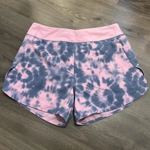 ATHLETA GIRL RUN THE WORLD Pink Purple Tie Dye 3" SHORTS Girl Size XL 14 - Picture 1 of 4