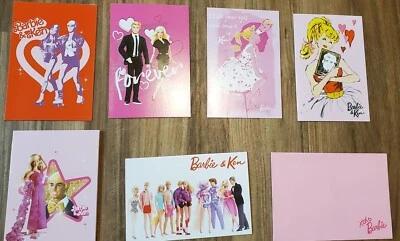 Muñeca Barbie y Ken Mattel 12 tarjetas de notas en blanco sobre rosa fiesta gracias nuevo Foto 1 de 4