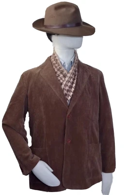 DKNY Blazer XL 棕色灯芯绒运动外套夹克 2 按钮内衬可机洗 — 第 1/4 张图片