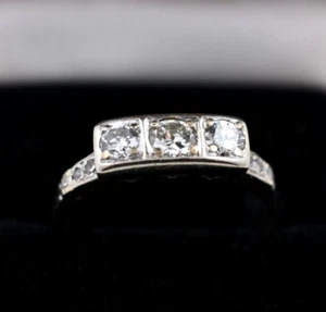 Vintage 14K Deco White Gold Ladies Ring W/ Diamonds .80ct TW - Picture 1 of 10