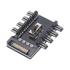 Splitter Cooler Cooling Fan Hub PC SATA 1 to 8 3Pin 12V Power Socket PCB Adapter - Photo 1/5