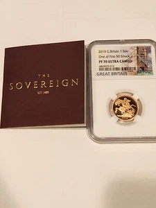 2019 GREAT BRITAIN 1 SOVEREIGN NGC PF 70 ULTRA CAMEO   #35 - Picture 1 of 3