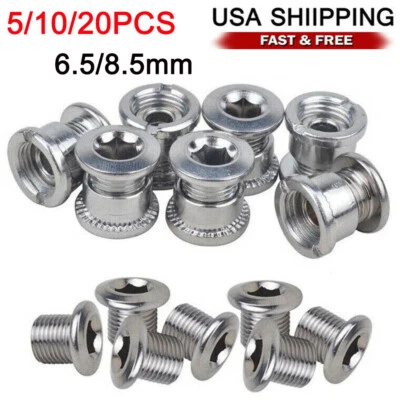 NEW Steel Bike Chainring Bolts 6.5 Single 8.5 Double Triple Speed Nuts Screws US - Image 1 of 4