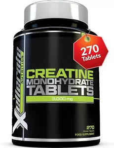 Creatine Monohydrate Tablets 3000mg 270 Vegan 3 Month Supply Xellerate Nutrition - Picture 1 of 7