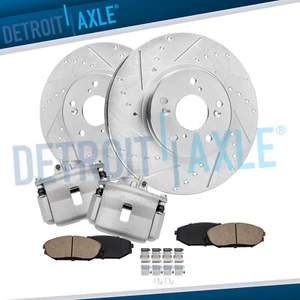 Front Drilled Rotors Calipers Ceramic Brake Pads Kit for Honda Odyssey Acura MDX - Picture 1 of 7