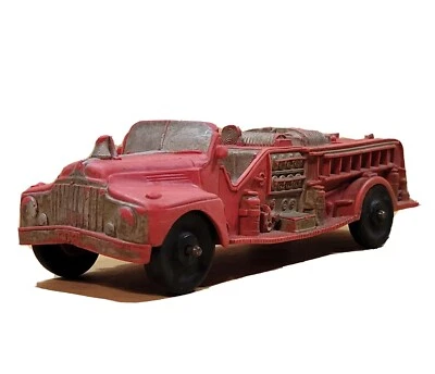Vintage 1950's Auburn Rubber #502 Red Firetruck, See Details, Preowned - Image 1 of 4
