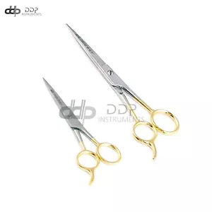 Tijeras/tijeras de corte de pelo de 4,5"" 6,5"" 2 piezas - manijas de oro templado en hielo - Imagen 1 de 3