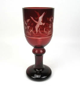 Antigua taza de vidrio bohemio copa Art Deco Glass Chalice Bohemia  - Imagen 1 de 5
