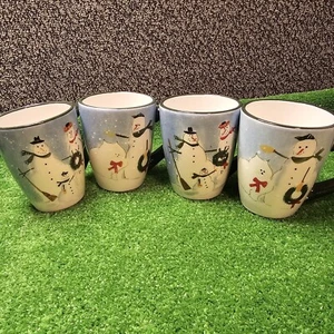NWOB Oneida Snowman/Cat Family Mug Set of 4 Warren Kimble 2004 Hand Painted - Picture 1 of 8
