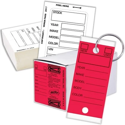 Versa-Tags 250 etiquetas clave MÁS 100 pegatinas de stock de ventana Kleer-Bak blanco-rojo Foto 1 de 4
