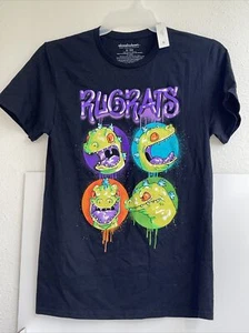 Nickelodeon Mens Black Rugrats Reptar Tee Short Sleeve T-Shirt S Small - Picture 1 of 5