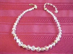 Vintage Glas Kristall Halskette verziert goldfarben Rondelle Zwischenring Perlen - Bild 1 von 4