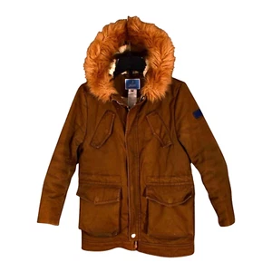 Jacadi PARIS Kids Cotton Jacket Coat Fur Trimmed Hood Parka Size 10A / 140 cm - Picture 1 of 4