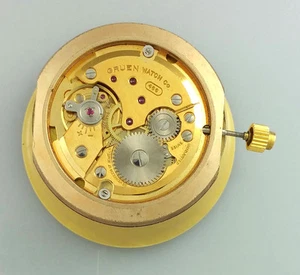 VINTAGE GRUEN CALIBER 466 MENS WRIST WATCH MOVEMENT – RUNS GOOD – ARNEX DIAL - Picture 1 of 2