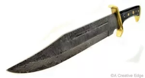 Large Damascus Steel Outlaw Fighting Bowie Knife Full-Tang w/Leather Sheath New - Picture 1 of 5