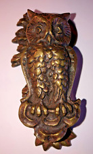 Vintage Ornate Owl Door Knocker Brass Metal 4”