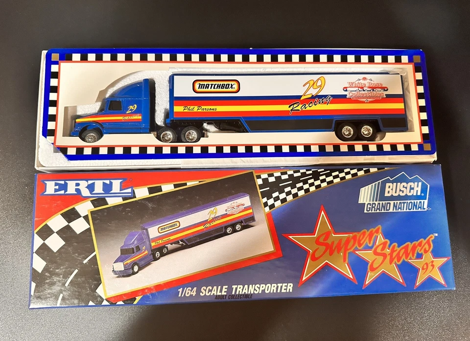 Transportador vintage Ertl 1993 1/64 #29 PHIL PARSONS MATCHBOX nuevo Foto 1 de 3