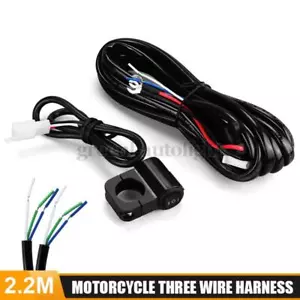 Motorcycle Wiring Harness Kit Cable Switch On Off LED Spot Headlight Fog Light - Bild 1 von 10