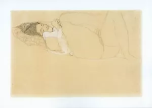 GUSTAV KLIMT NU PORTRAIT CRAYONNÉ TIRAGE FORMAT A4 - Picture 1 of 1