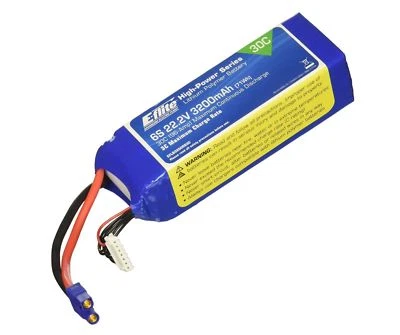 E-flite Eflite 3200mAh 6S 6 Cell 22.2V 30C LiPo 12AWG Wire EC3 Plug EFLB32006S30 - Image 1 of 2
