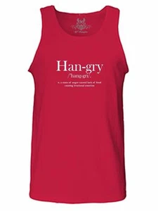 New Men's Printed HANGRY Funny Hipster Humer Cotton Tank Top - Picture 1 of 10