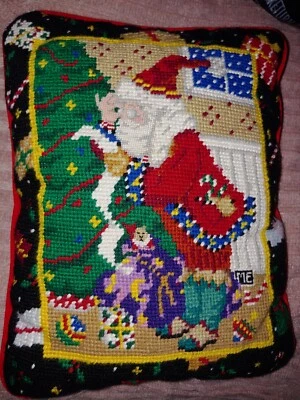 Santa and Christmas tree PILLOW CROSS STITCH PATTERN - MARY ENGELBREIT - Image 1 of 2