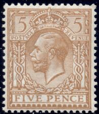 Great Britain 1912 KGV 5d, SG#382, SG specialized N25(3), yellow-brown, VF, MNH