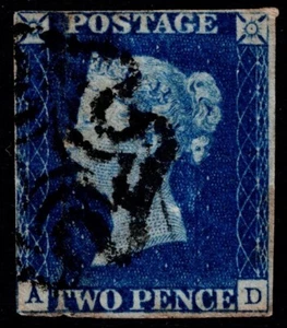 1840 2d Blu SG 5 Targa 1 AD Croce Nera di Malta VGU Cat. £975,00 - Foto 1 di 1