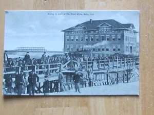AK 1910er GARY INDIANA STAHLWERKE - MENSCHEN GEHEN ZUR ARBEIT - Bild 1 von 6