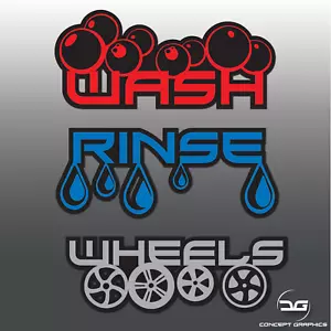 Bespoke Car Detailing Valeting Wash, Rinse, Wheels Vinyl Decal Bucket Stickers - Picture 1 of 5