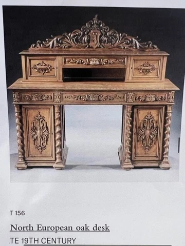 Northern European Oak Desk Late 19th Century Freiherr Rassler Von Gamerschwang Cover