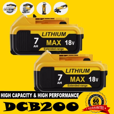 MARKENLOS 2x New Für DeWalt DCB184 Akku 18V 7.0Ah XR Li-Ion Batterie DCB182 DCB205 DCB200