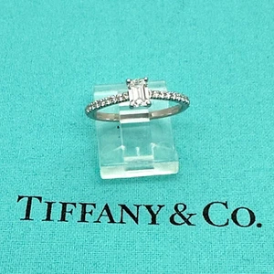Tiffany & Co NOVO Emerald Diamond RB Diamonds Band 0.61tcw Plat Engagement Ring - Picture 1 of 13