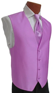 Men's Lilac Purple Tuxedo Vest & Tie Bow or Long Wedding Formal Groom Prom - Picture 1 of 9