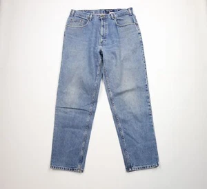 Vintage 90s Eddie Bauer Mens 34x32 Faded Relaxed Fit Denim Jeans Blue Cotton - Picture 1 of 13