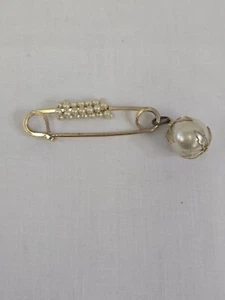 Fashion Pin, Safety Pin Brooch, Women's Pearl Sweater Pin Brooch 3" - Picture 1 of 4