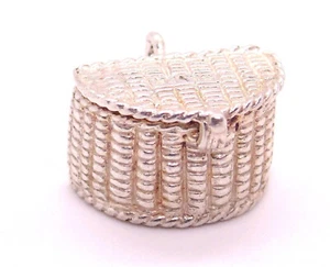 (R195) Cesta de Pesca Plata Dije Colgante Joyería - Imagen 1 de 8