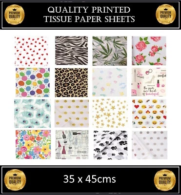 PATTERNED PRINT TISSUE PAPER SHEETS - GIFT WRAPPING LUXURY - ACID FREE 35x45cm - Image 1 of 3